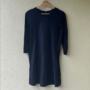 COS Deep Navy Dual Texture Midi Dress